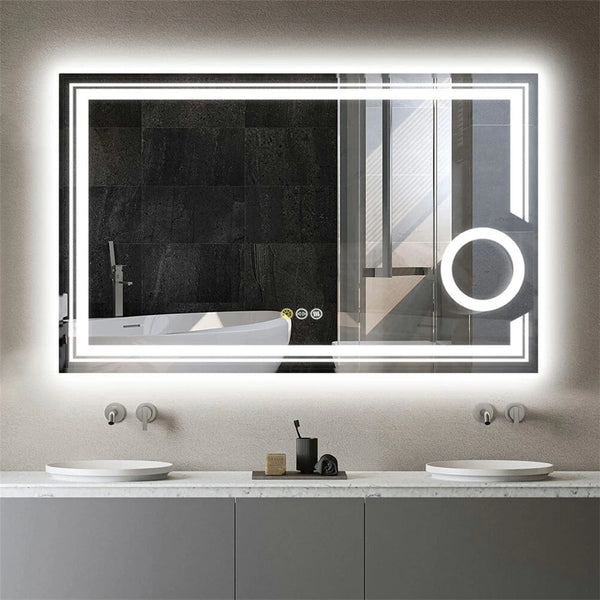Backlit Wall Bathroom Mirror Makeup LED Vanity Mirror Antifog Magnifying Design