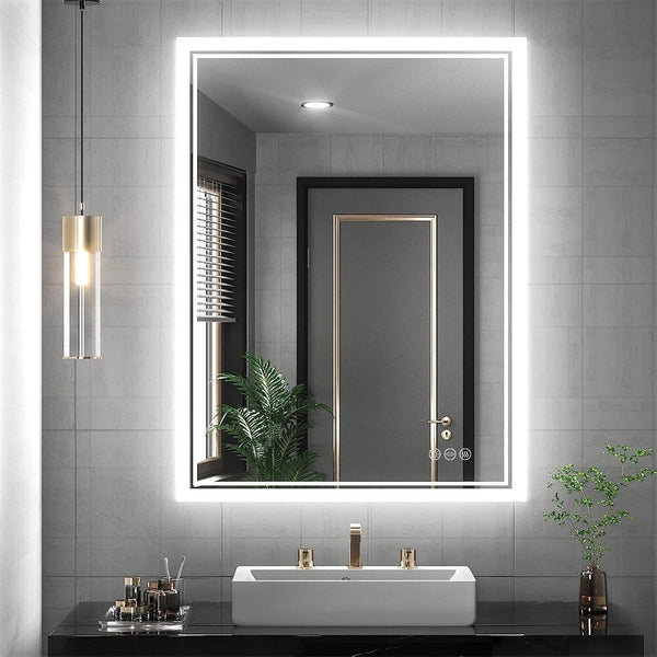 Bathroom Mirror Backlight Anti-Fog Dimmable Wall Vanity Mirrors Memory 3 Colors