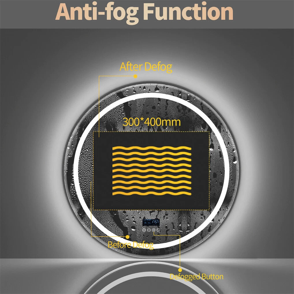 Anti-fog Bathroom Mirror Vanity Mirror with Light Bluetooth HD LED Makeup Mirror