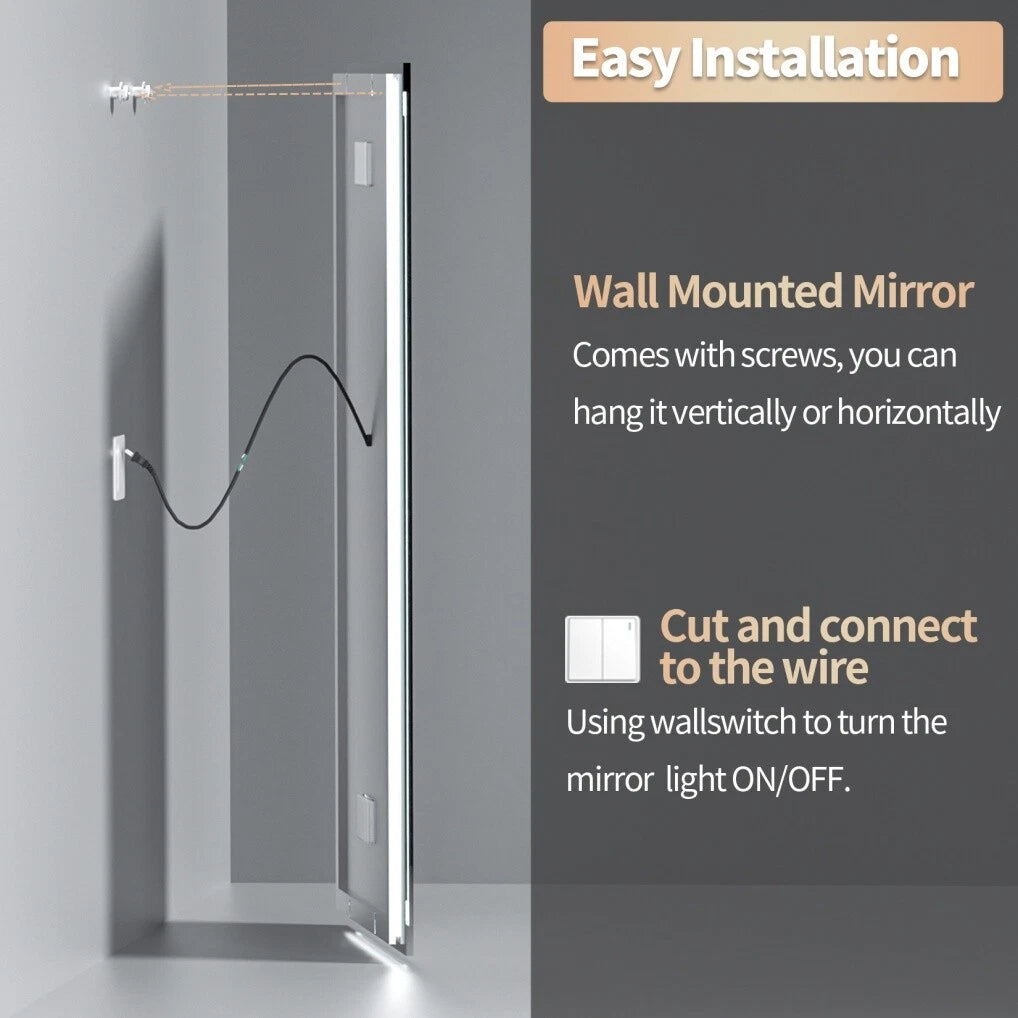 Large LED Bluetooth Mirror Bathroom Vanity Mirror Anti-Fog, Dimmable,HD 71x32 in