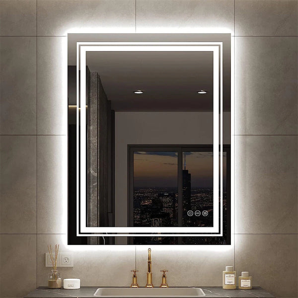 LED Bathroom Mirror With Front Backlit Dimmable Vanity Wall Mirror HD Anti-fog wisinhome wisinhome (14293)