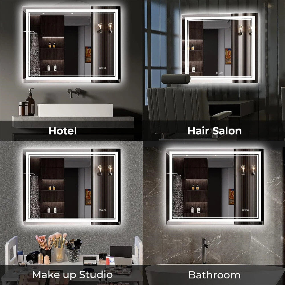 LED Bathroom Mirror With Front Backlit Dimmable Vanity Wall Mirror HD Anti-fog wisinhome wisinhome (14293)