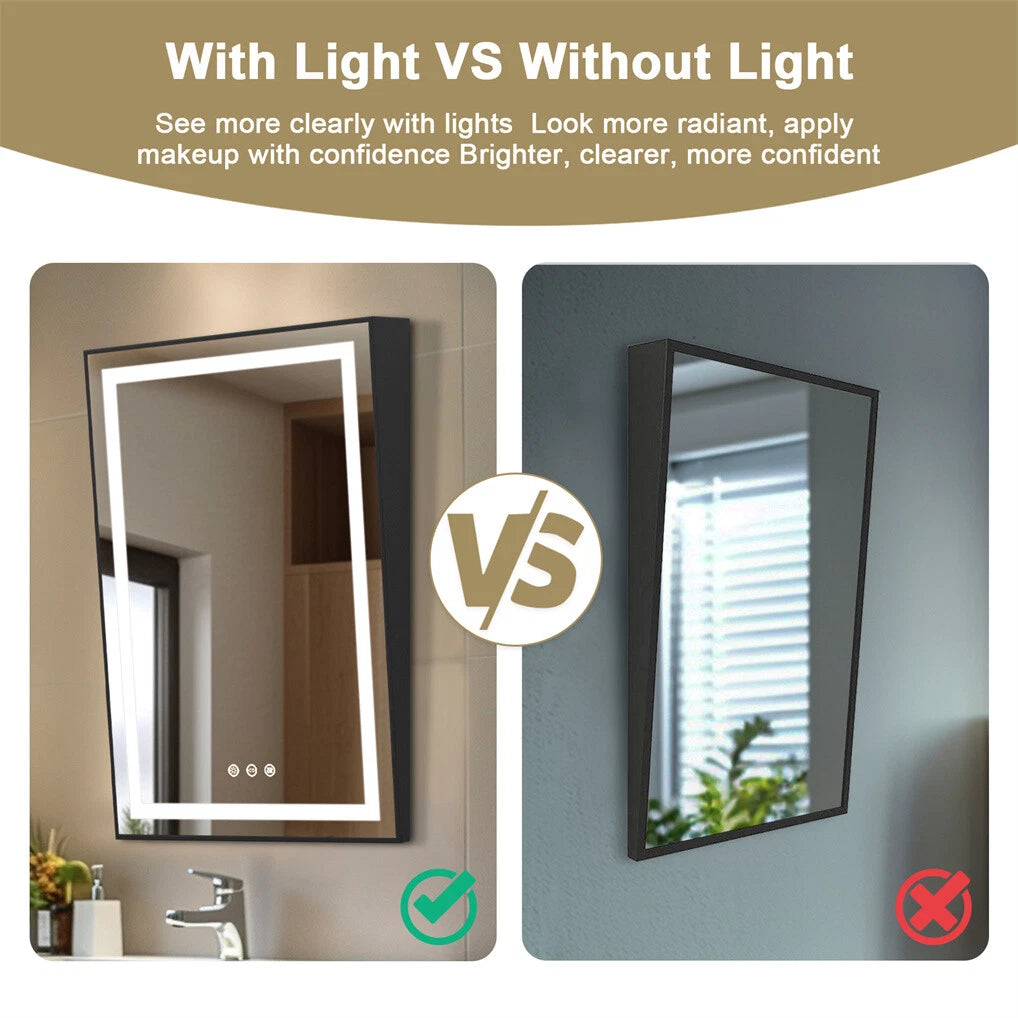 LED Bathroom Mirror with Fixed Tilt Vanity Mirror for Wheelchair Users 24x36inch