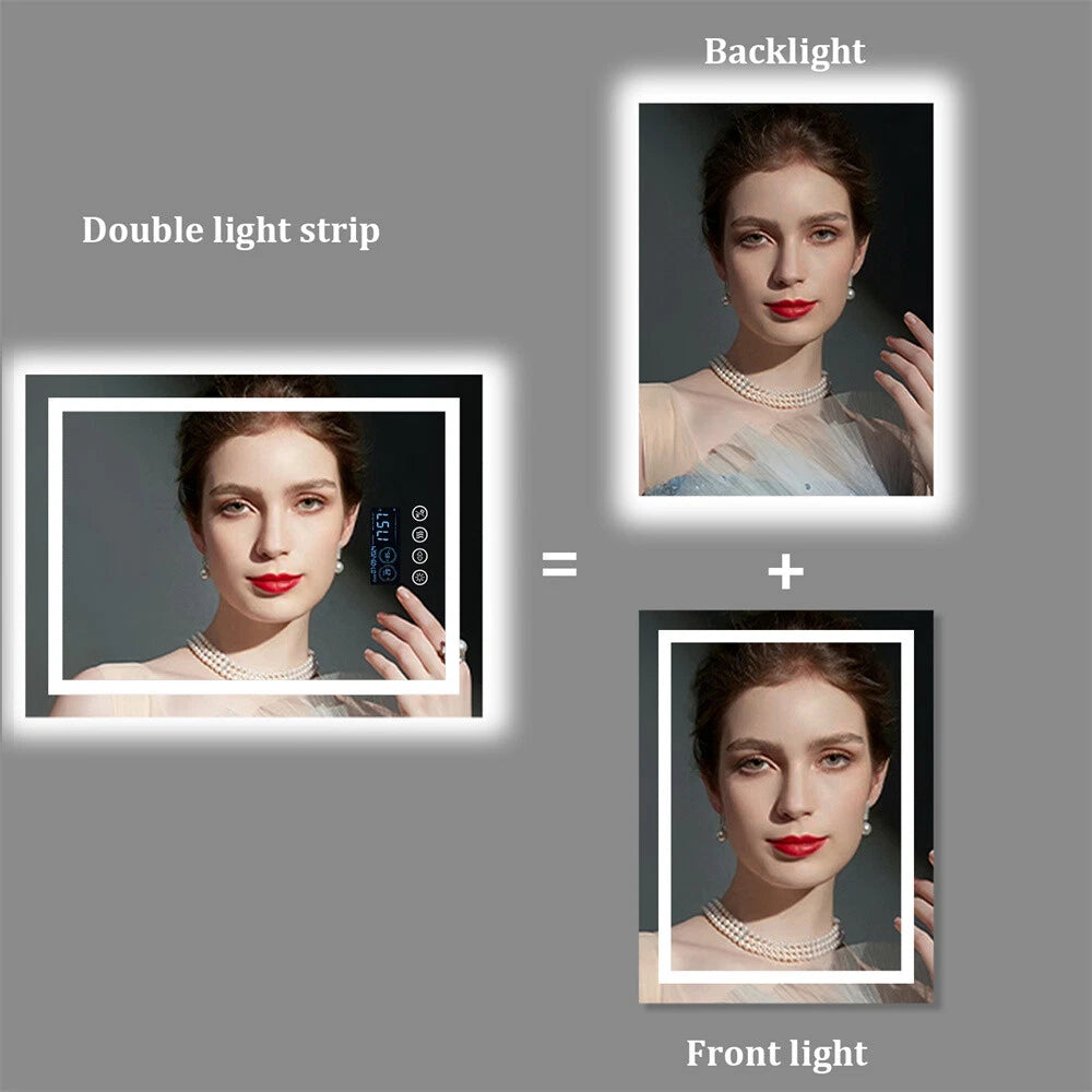 Anti-fog LED Lighted Bathroom Mirror with Bluetooth Speaker Front-lit Backlight