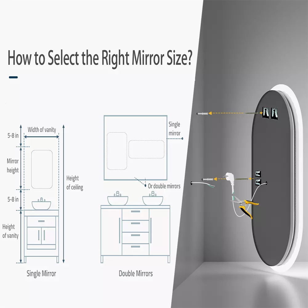 Stepless Dimming Illuminated LED Bathroom Mirror Vanity Makeup Wall Mounted Oval