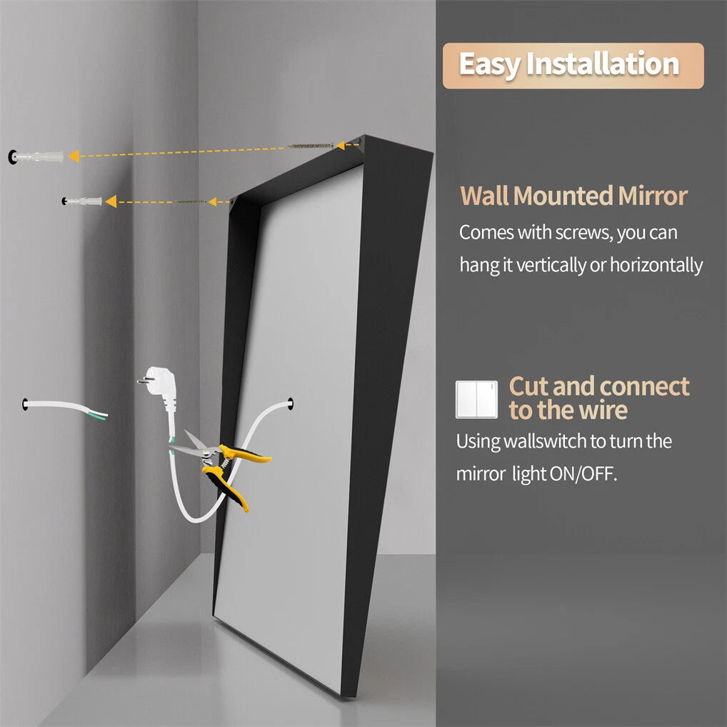 LED Bathroom Mirror with Fixed Tilt Vanity Mirror for Wheelchair Users 24x36inch