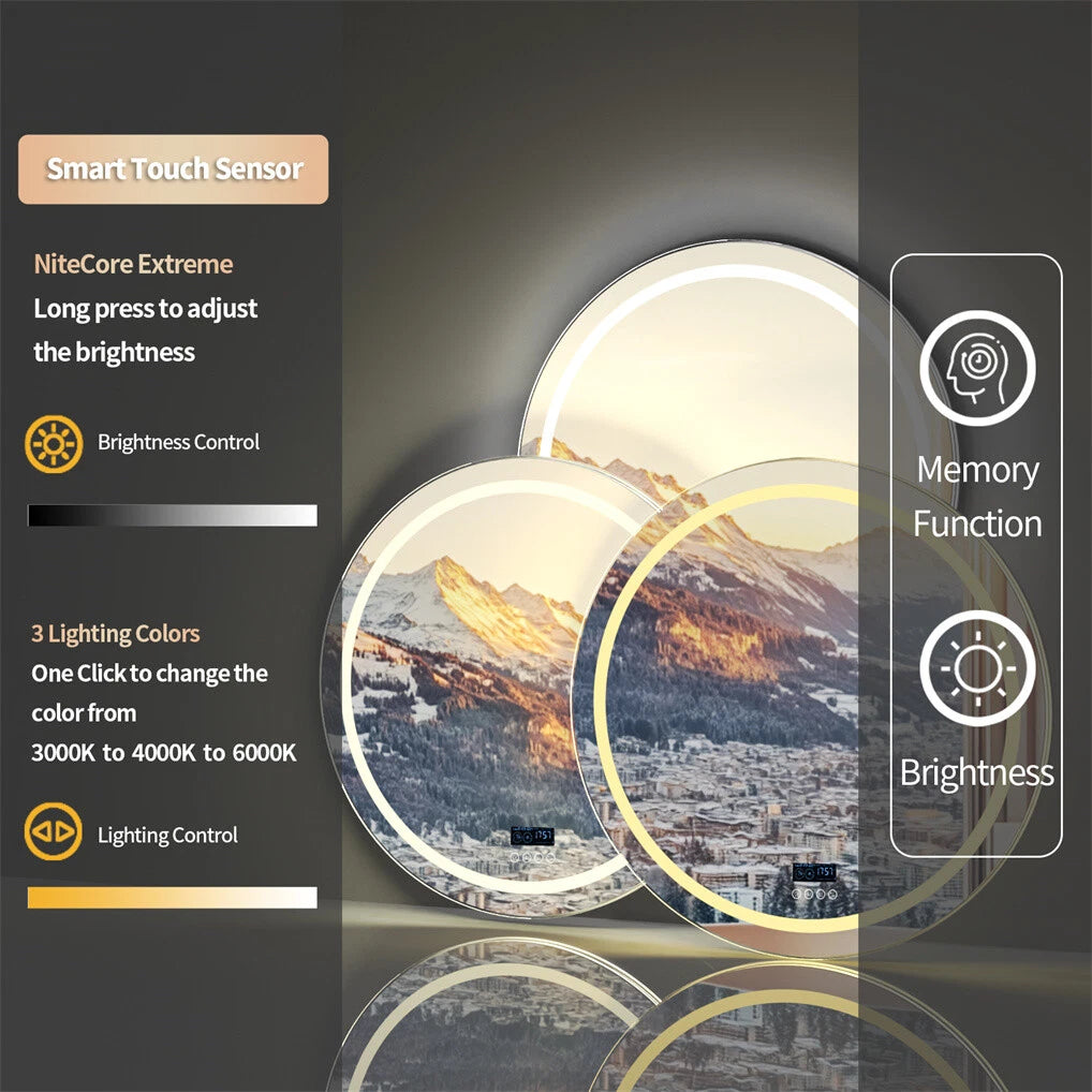 Anti-fog Bathroom Mirror Vanity Mirror with Light Bluetooth HD LED Makeup Mirror