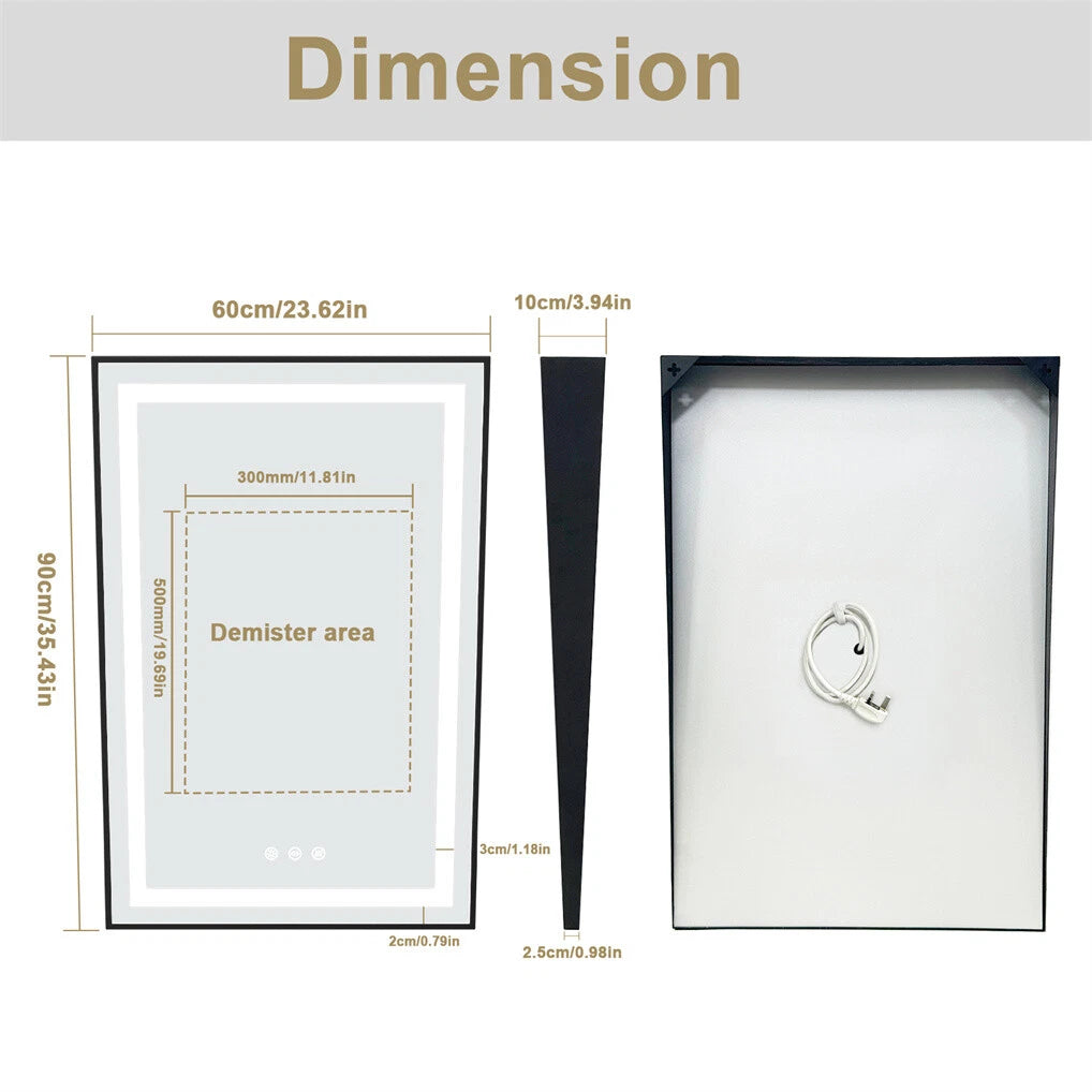 LED Bathroom Mirror with Fixed Tilt Vanity Mirror for Wheelchair Users 24x36inch