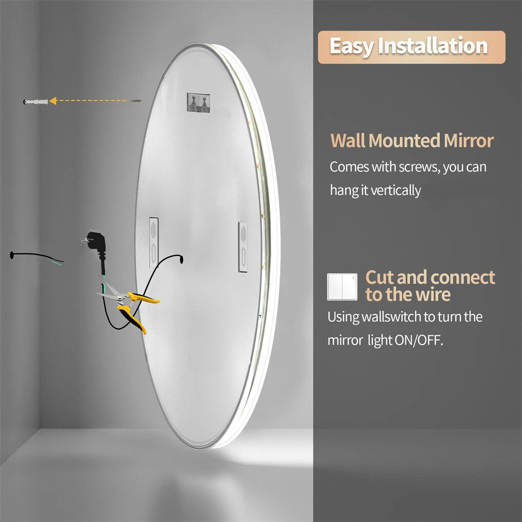 Anti-fog Bathroom Mirror Vanity Mirror with Light Bluetooth HD LED Makeup Mirror