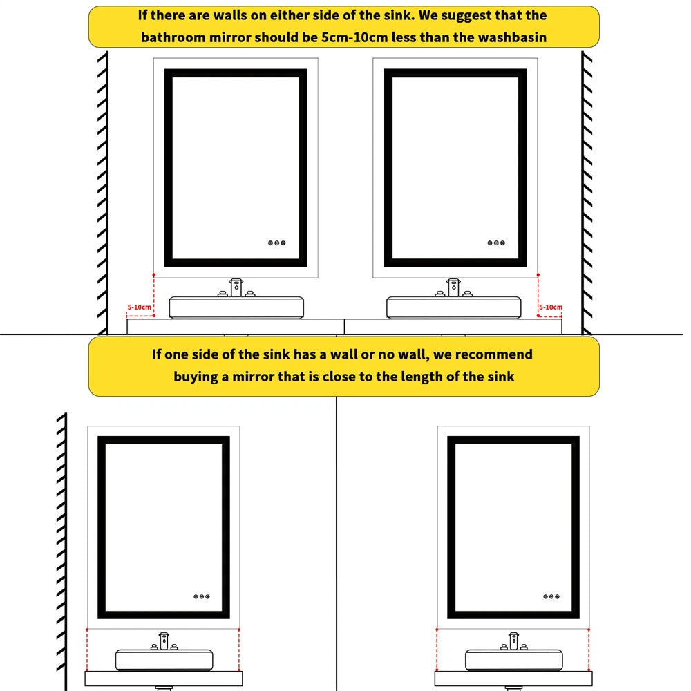 illuminated Gold LED Bathroom Mirror with Aluminum Framed for Vanity Dimmable HD