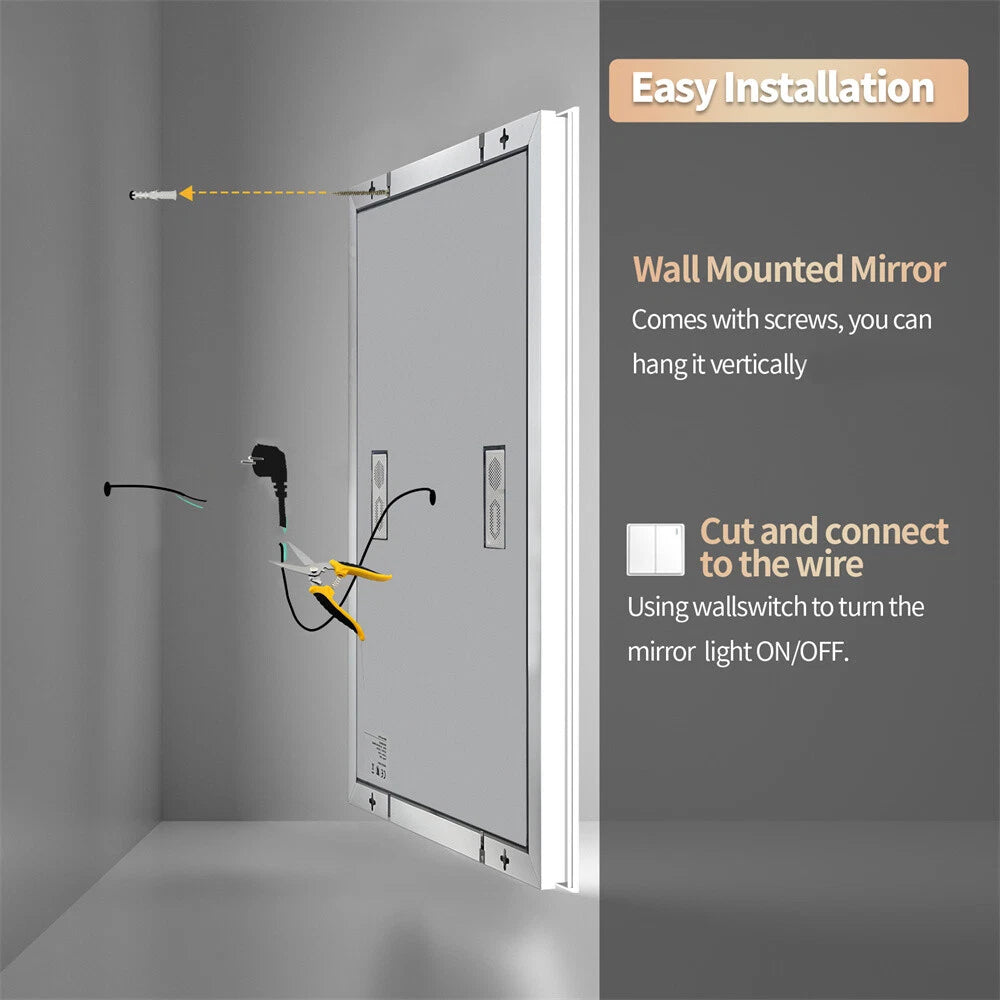 Anti-fog LED Lighted Bathroom Mirror with Bluetooth Speaker Front-lit Backlight