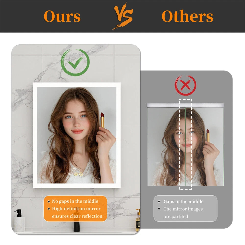 Bluetooth LED Medicine Cabinet with Light Dimmable Wall Mirror Cabinet Storage