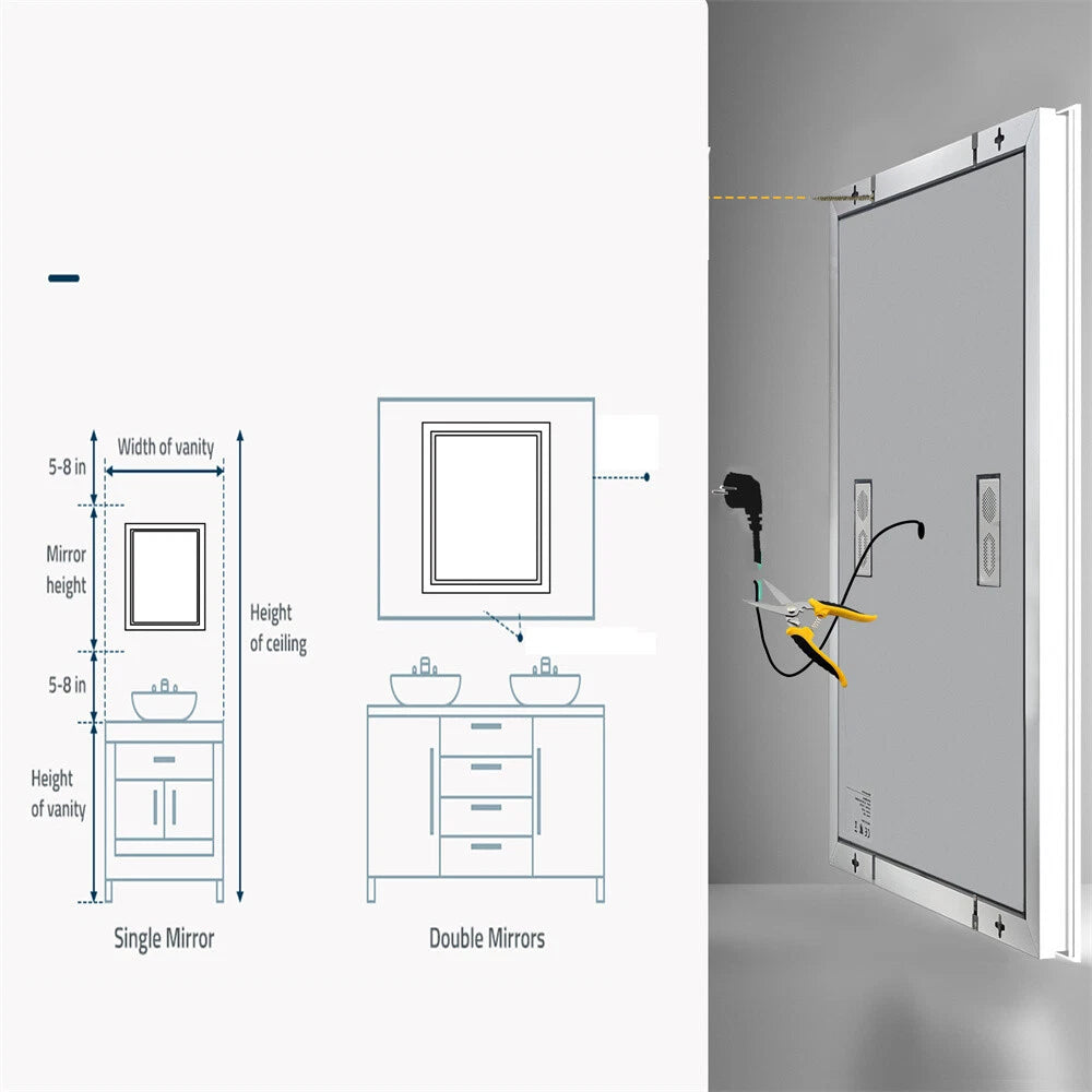 Anti-fog LED Lighted Bathroom Mirror with Bluetooth Speaker Front-lit Backlight