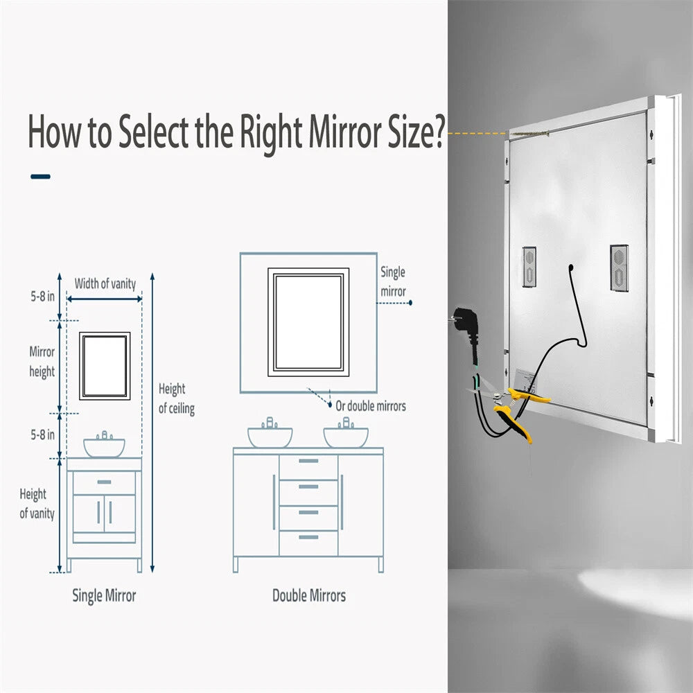 LED Bathroom Mirror Frontlit & Backlit Bluetooth Speaker Anti-Fog Dimmable 32"