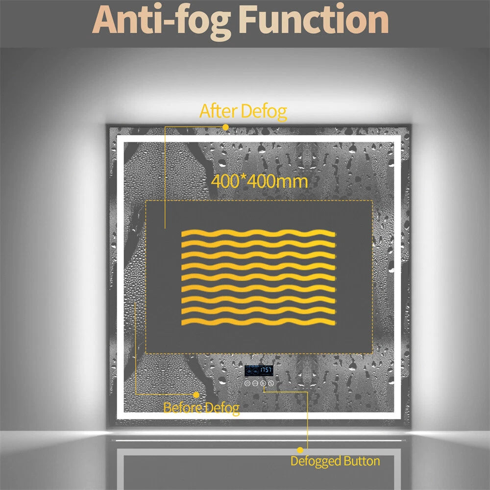 LED Bathroom Mirror Frontlit & Backlit Bluetooth Speaker Anti-Fog Dimmable 32"