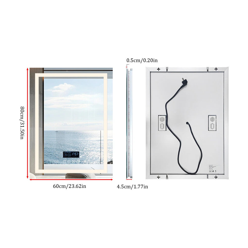 Anti-fog LED Lighted Bathroom Mirror with Bluetooth Speaker Front-lit Backlight