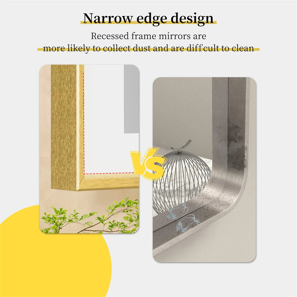 Large LED Bathroom Mirrors Front Light Gold Aluminum Framed Vanity Mirror