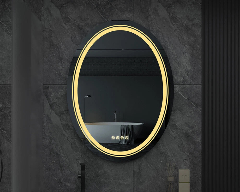 Oval Bathroom HD Vanity Mirror RGB Multicolor Backlit+Adjustable Front-Lighted