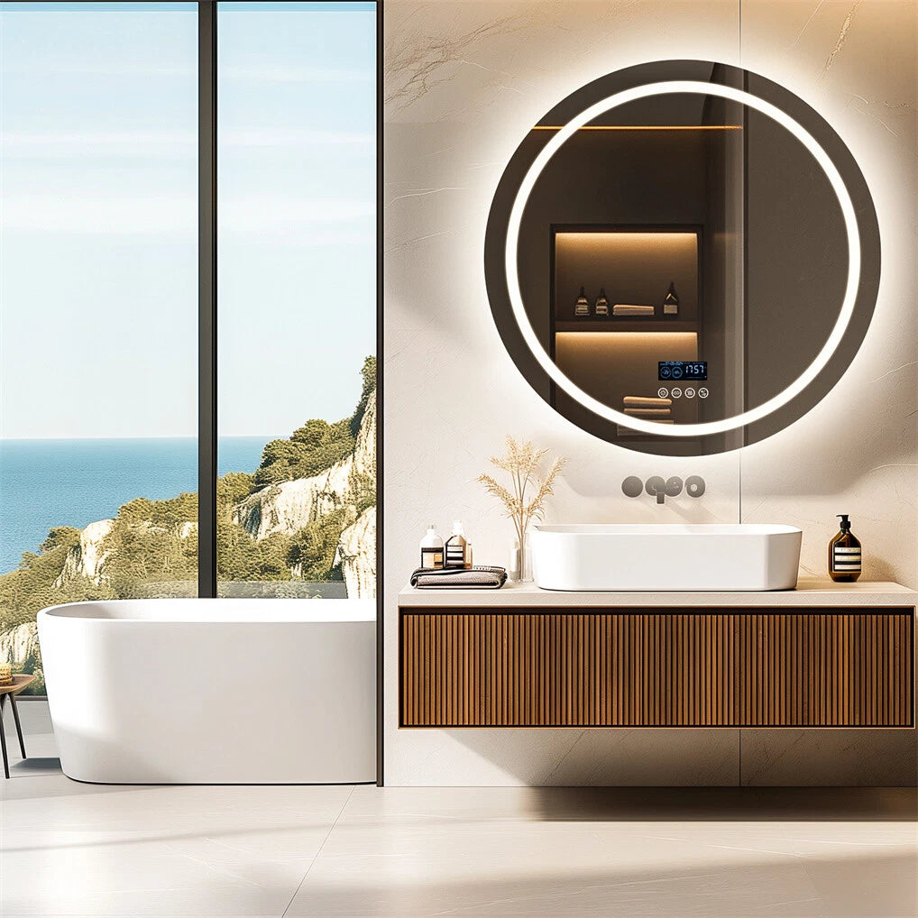 Anti-fog Bathroom Mirror Vanity Mirror with Light Bluetooth HD LED Makeup Mirror