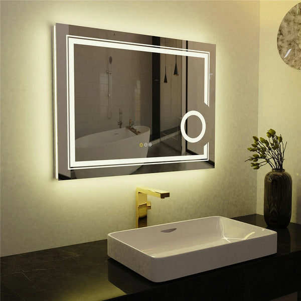 Backlit Wall Bathroom Mirror Makeup LED Vanity Mirror Antifog Magnifying Design