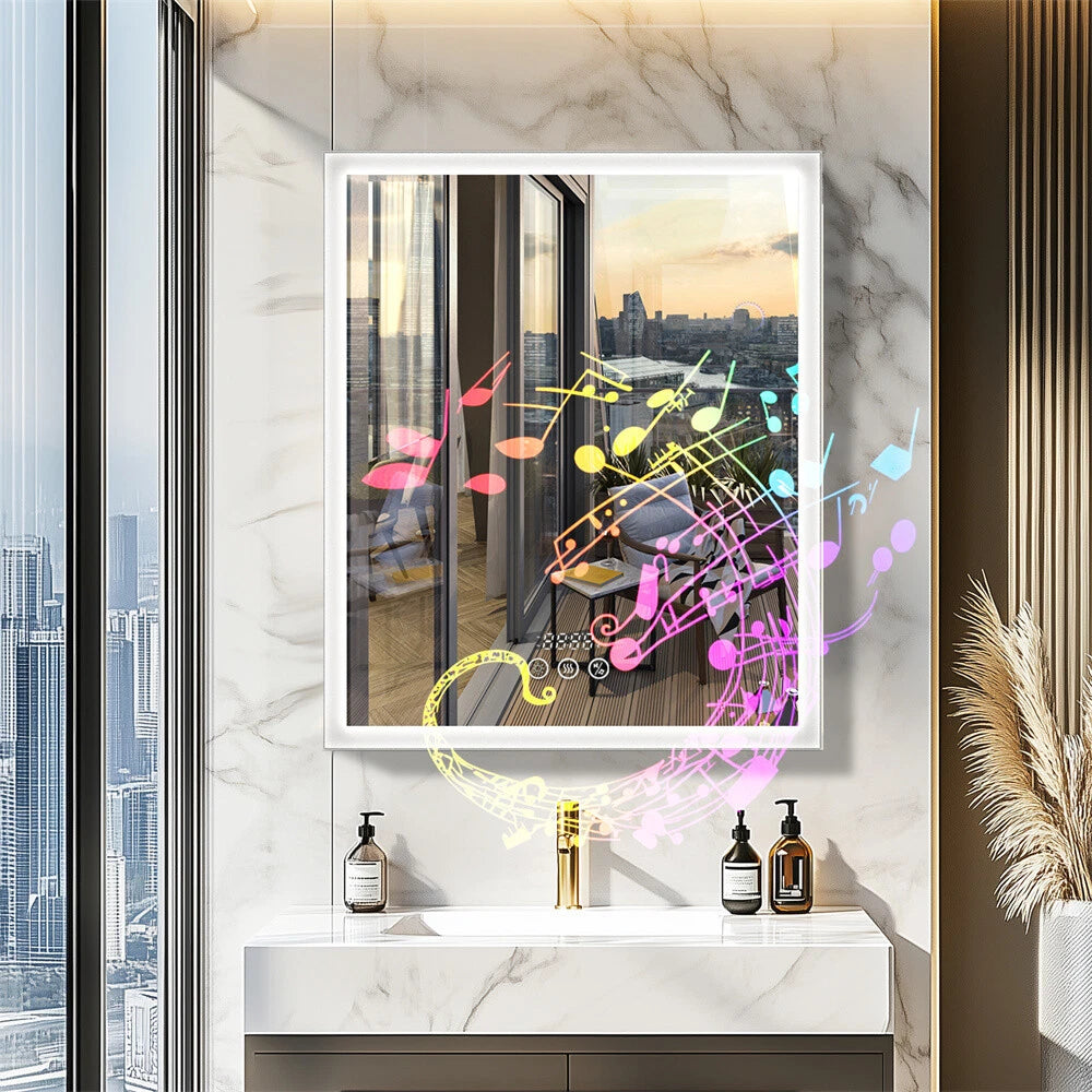 Bluetooth LED Medicine Cabinet with Light Dimmable Wall Mirror Cabinet Storage