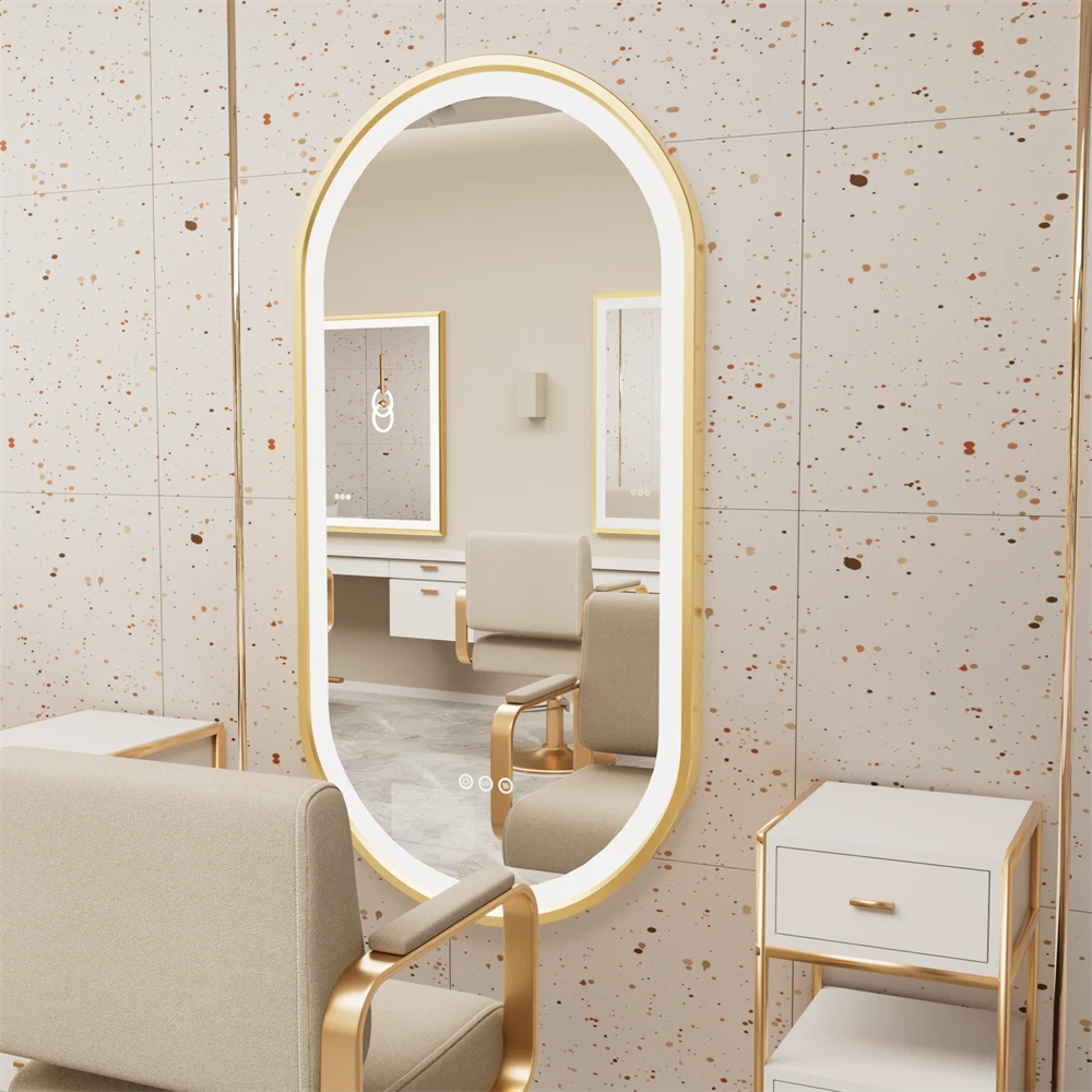 Gold LED Bathroom Mirror with Lights HD Makeup Vanity Mirrors Anti Fog Ul Listed