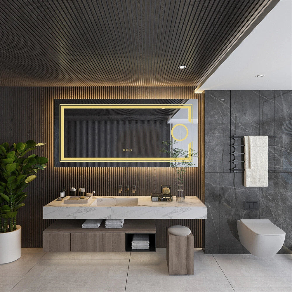 Large LED Bathroom Mirror Wall Mounted Vanity Touch Dimmable Magnifying Mirrors