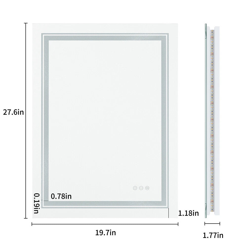 LED Bathroom Mirror With Front Backlit Dimmable Vanity Wall Mirror HD Anti-fog wisinhome wisinhome (14293)