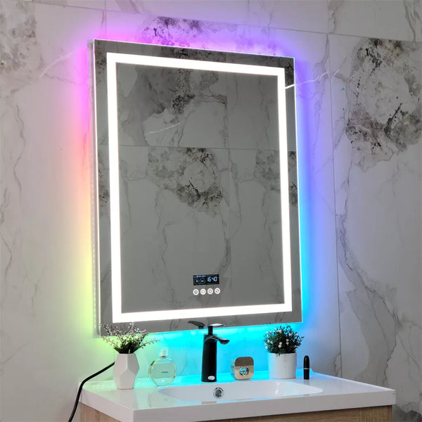 LED Bathroom Mirror with Lights Bluetooth Wall Mirrors Anti-Fog Dimmable