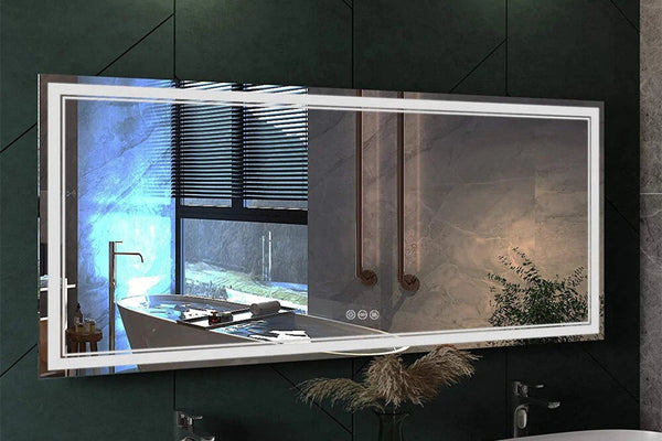 Bathroom Mirror with Front+Backlit Lights Dimmable Wall Vanity Mirrors Anti-Fog