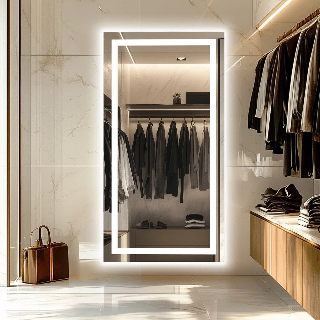 Large LED Bluetooth Mirror Bathroom Vanity Mirror Anti-Fog, Dimmable,HD 71x32 in