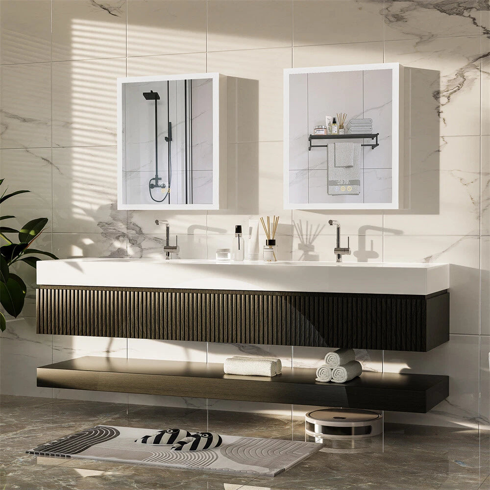 Bluetooth LED Medicine Cabinet with Light Dimmable Wall Mirror Cabinet Storage