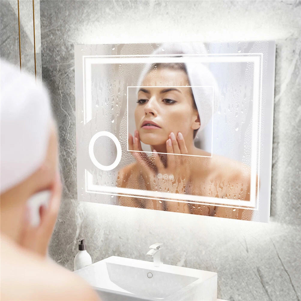 Backlit Wall Bathroom Mirror Makeup LED Vanity Mirror Antifog Magnifying Design