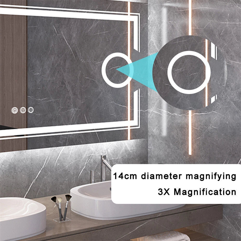 Large LED Bathroom Mirror Wall Mounted Vanity Touch Dimmable Magnifying Mirrors