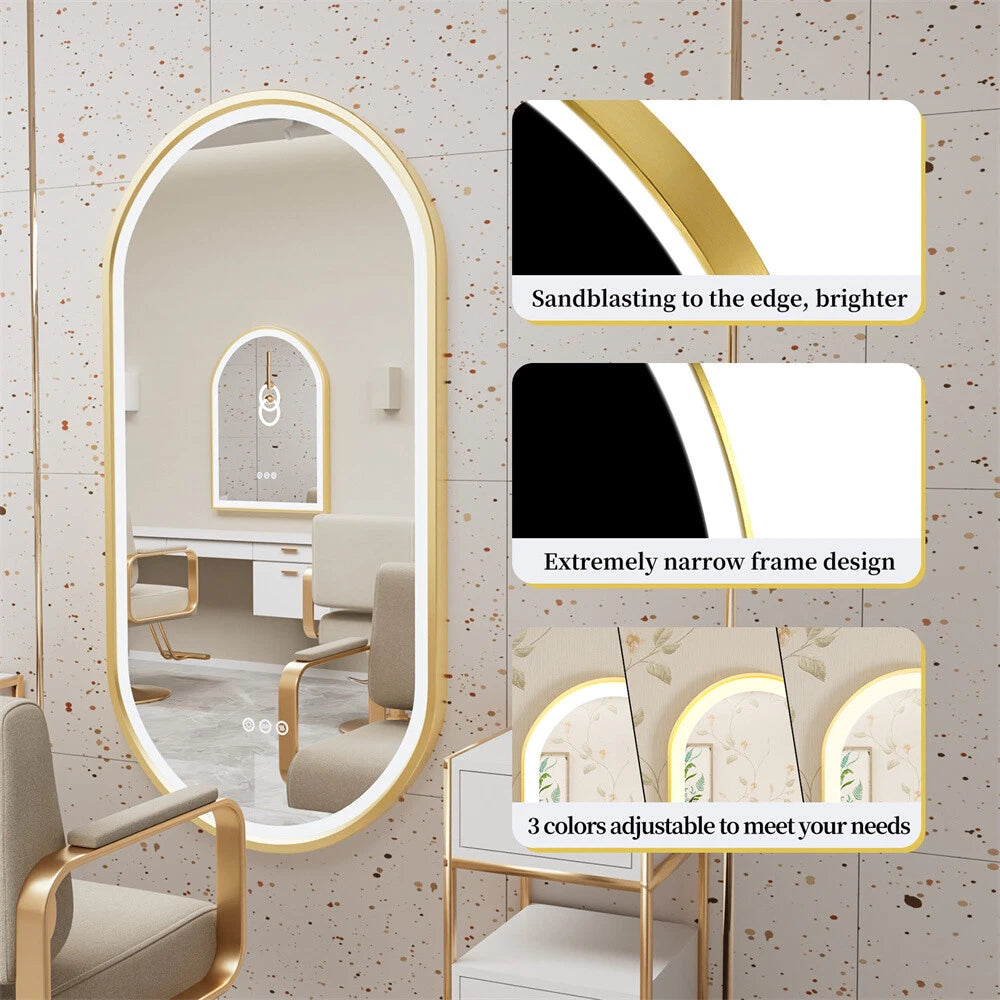 Gold LED Bathroom Mirror with Lights HD Makeup Vanity Mirrors Anti Fog Ul Listed