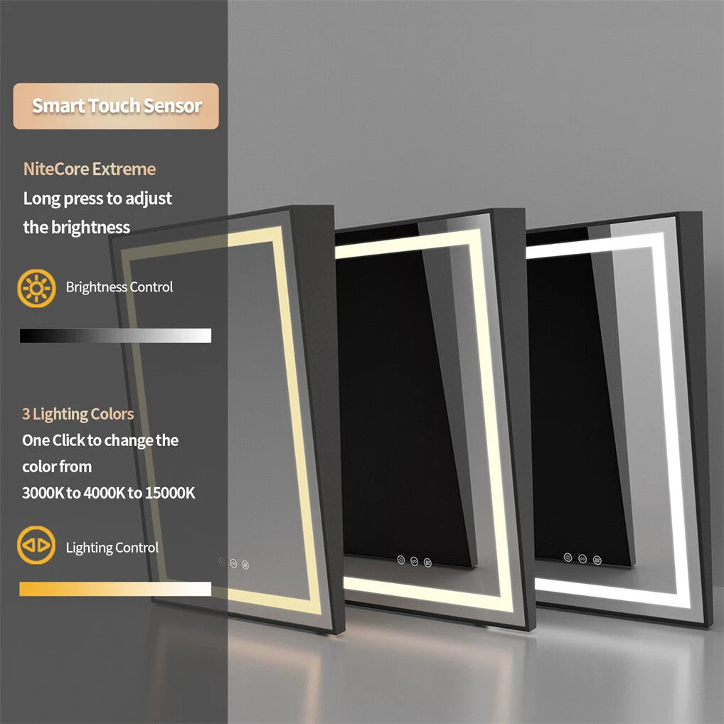 LED Bathroom Mirror with Fixed Tilt Vanity Mirror for Wheelchair Users 24x36inch