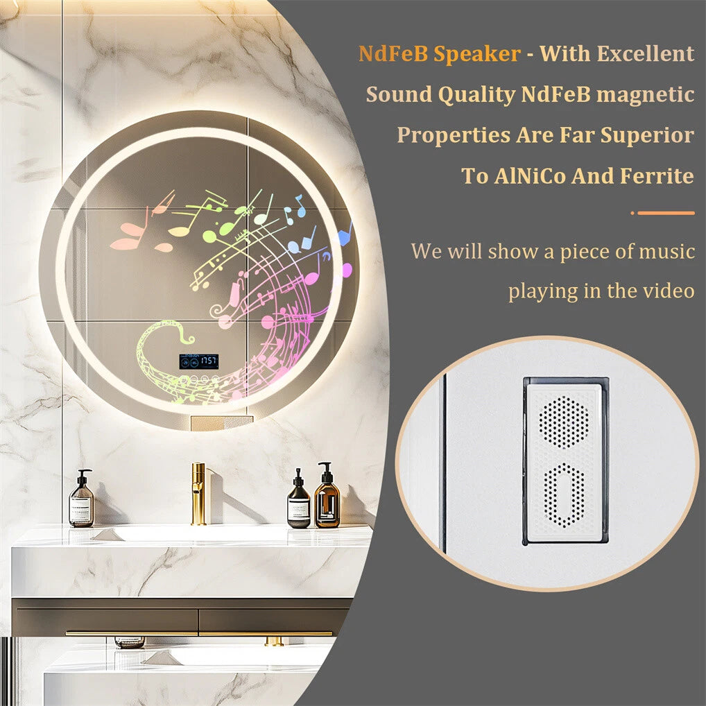 Anti-fog Bathroom Mirror Vanity Mirror with Light Bluetooth HD LED Makeup Mirror