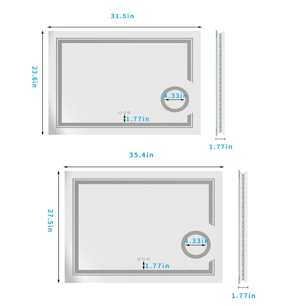 Backlit Wall Bathroom Mirror Makeup LED Vanity Mirror Antifog Magnifying Design