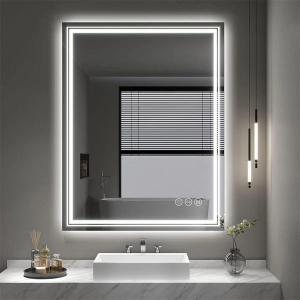 LED Bathroom Mirror With Front Backlit Dimmable Vanity Wall Mirror HD Anti-fog wisinhome wisinhome (14293)