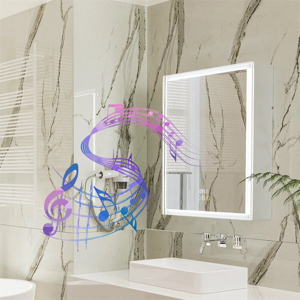 Bluetooth LED Medicine Cabinet with Light Dimmable Wall Mirror Cabinet Storage