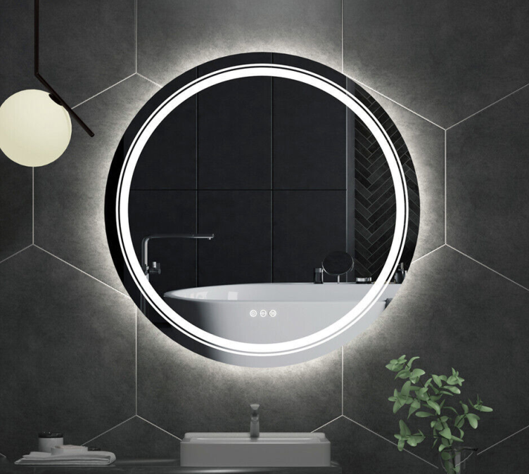 LED Round Mirror Bathroom Vanity Mirror With Lights Anti-fog Dimmable