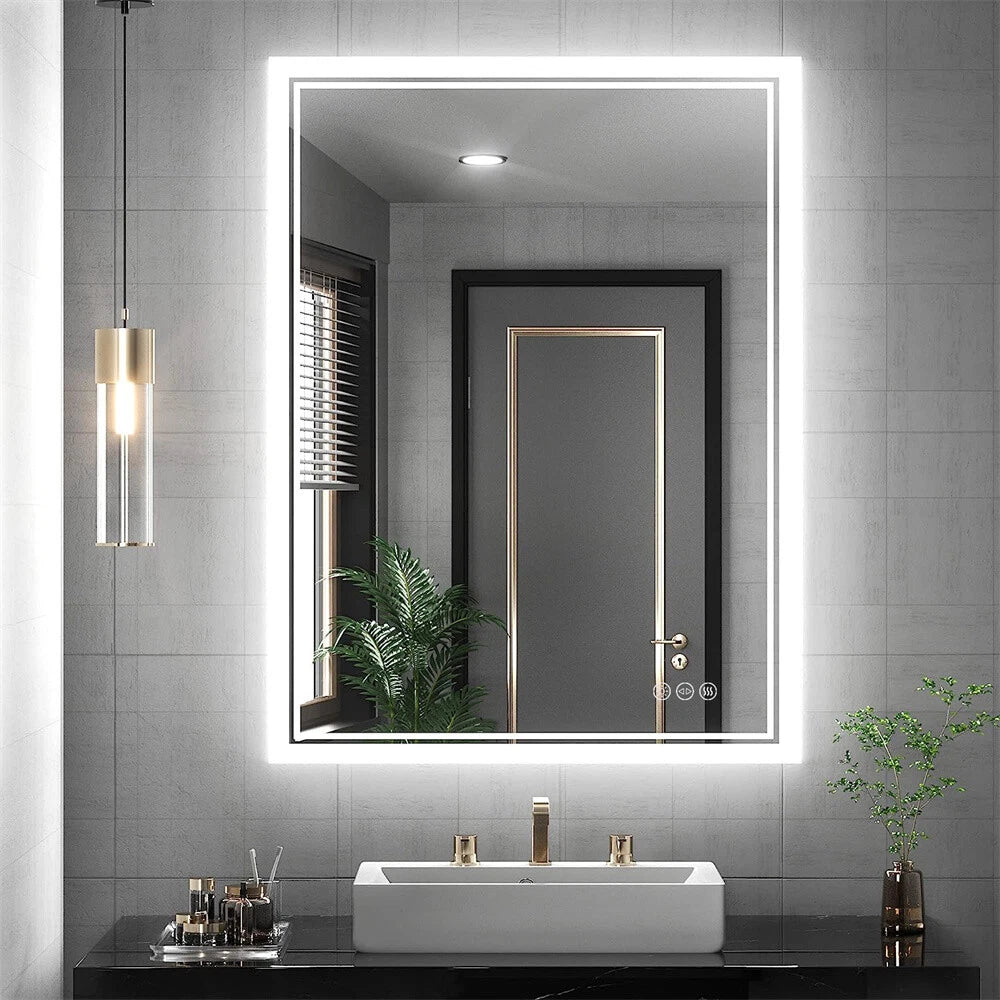 Bathroom Mirror Backlight Anti-Fog Dimmable Wall Vanity Mirrors Memory 3 Colors
