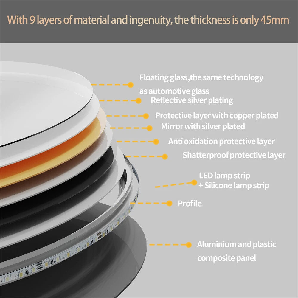 Large Oval LED Bathroom Vanity Mirror with 3 Color lights Dimmable Memory Smart