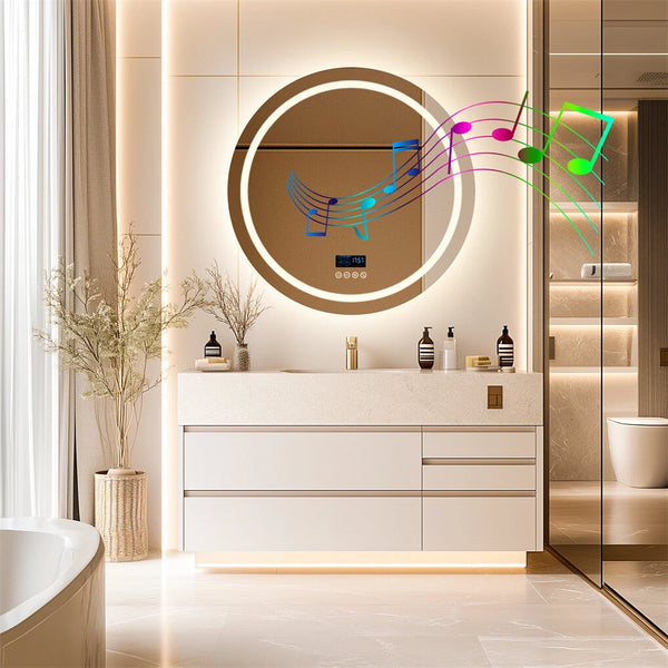 Anti-fog Bathroom Mirror Vanity Mirror with Light Bluetooth HD LED Makeup Mirror